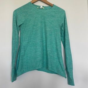 90 Degrees Green Marled Long Sleeve Tee Sz L (12)
